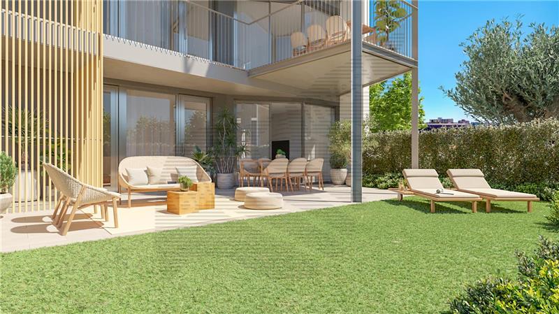 Brandneu. Erdgeschoss mit Garten von ca. 35,75m2 in Wohnanlage mit Gemeinschaftspool,